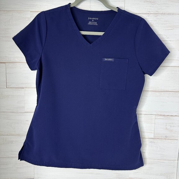 NWOT JAANUU Navy Blue Scrub Top Size Small - Picture 2 of 9